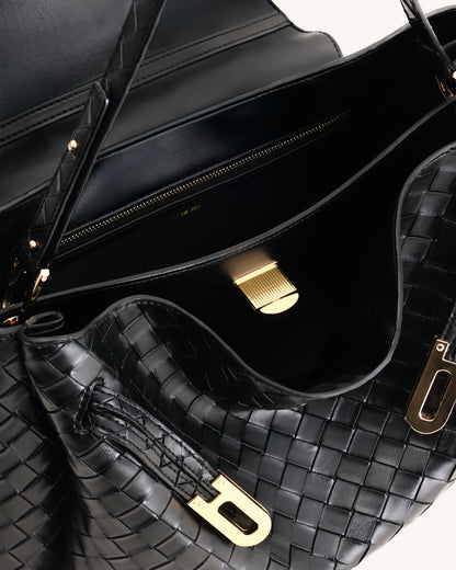 JW PEI Black Women Rhea Large Woven Textured Shoulder Bag SKU: 5S402X001-1_Black Image 04