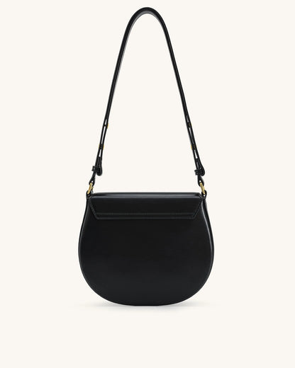 JW PEI Black Women Diana Ring Flap Saddle Bag - Black SKU: 5S403-1_Black Image 03