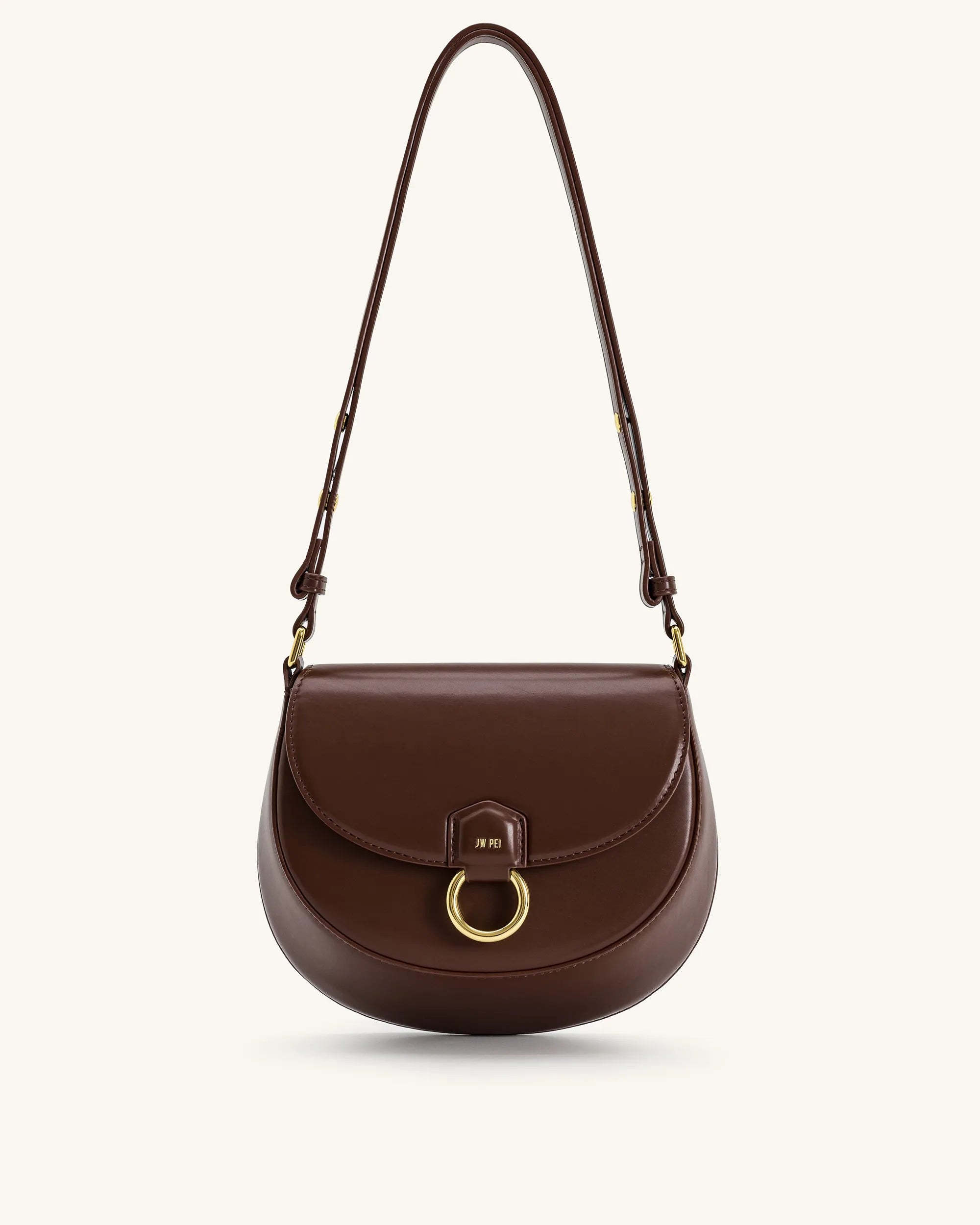 JW PEI Brown Women Diana Ring Flap Saddle Bag - Brown SKU: 5S403-3_Brown Image 01
