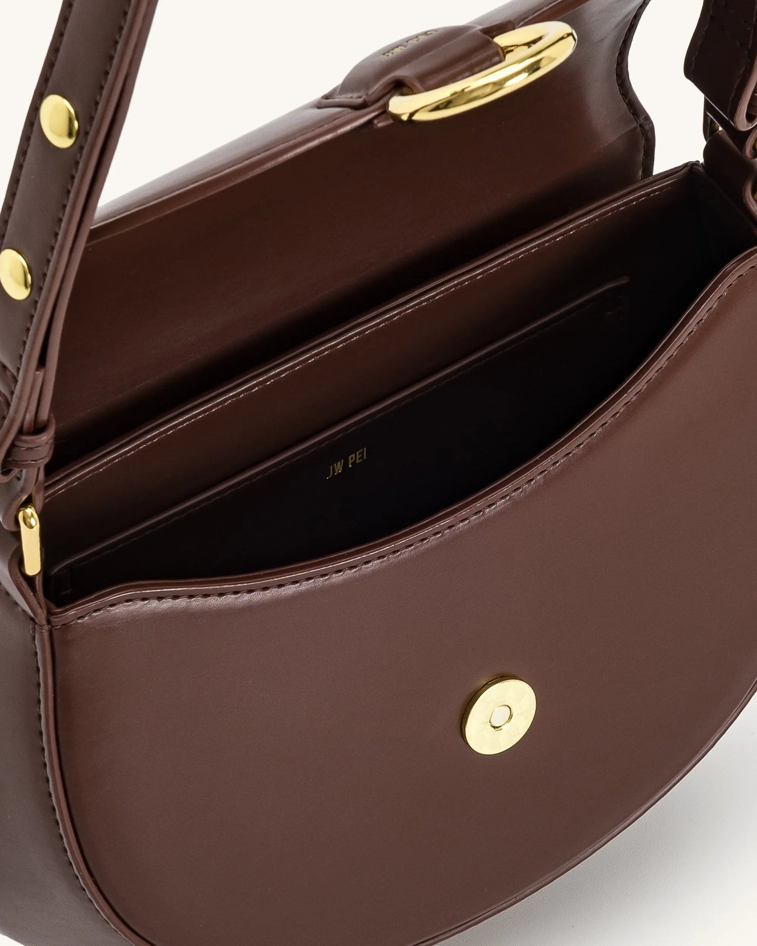 JW PEI Brown Women Diana Ring Flap Saddle Bag - Brown SKU: 5S403-3_Brown Image 04