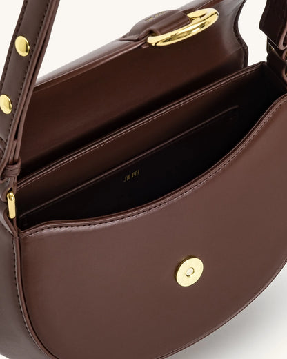 JW PEI Brown Women Diana Ring Flap Saddle Bag - Brown SKU: 5S403-3_Brown Image 04