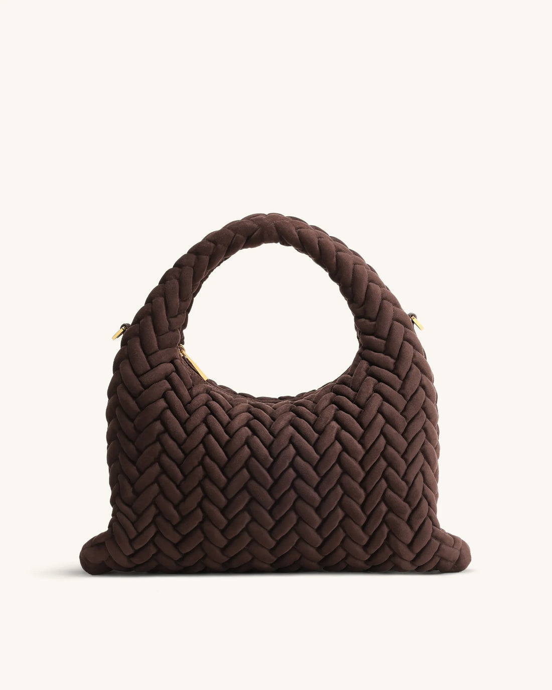 JW PEI Dark Brown Women Cora Faux Suede Quilting Handle Bag SKU: 5S405-3_Dark Brown Image 01