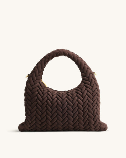 JW PEI Dark Brown Women Cora Faux Suede Quilting Handle Bag SKU: 5S405-3_Dark Brown Image 01