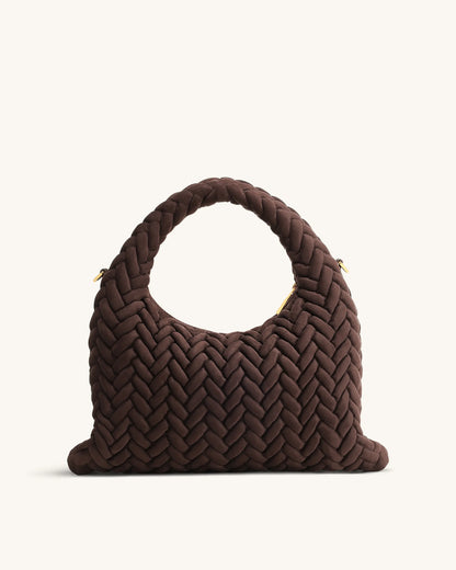 JW PEI Dark Brown Women Cora Faux Suede Quilting Handle Bag SKU: 5S405-3_Dark Brown Image 04