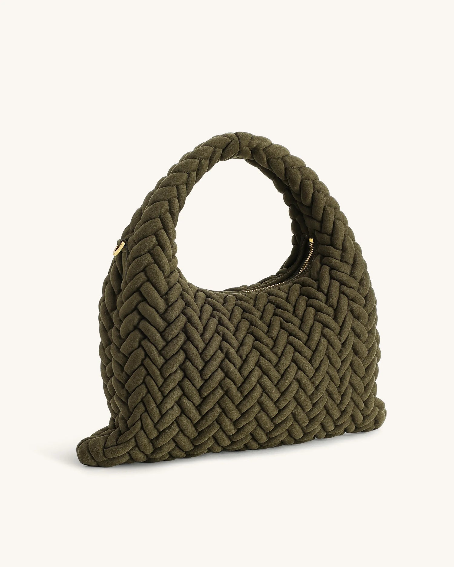 JW PEI Olive Green Women Cora Faux Suede Quilting Handle Bag SKU: 5S405-7_Olive Green Image 02