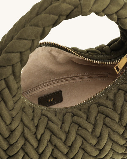 JW PEI Olive Green Women Cora Faux Suede Quilting Handle Bag SKU: 5S405-7_Olive Green Image 04