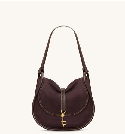 JW PEI Chocolate Women Arla Small Faux Suede Hobo Bag  SKU: 5S407-3_Chocolate Image 01