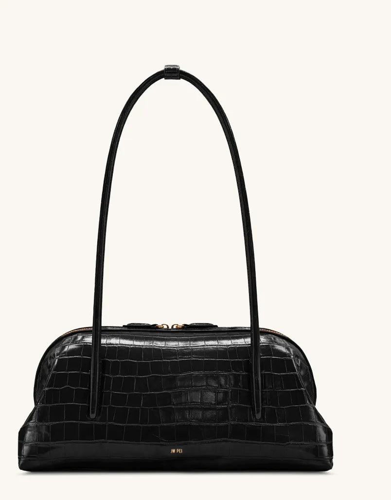 JW Pei Black Croc Women Aveline Shoulder Bag SKU: 5S409-12_Black Croc Image 01