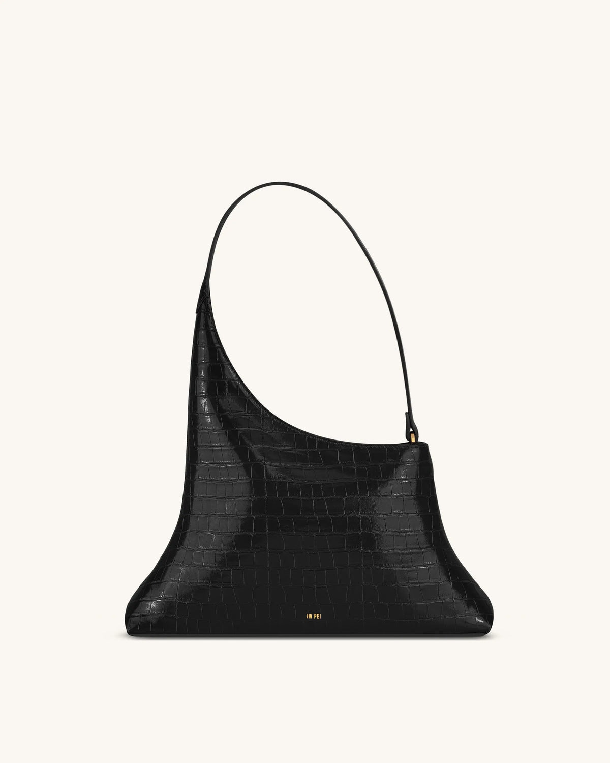 JW Pei Black Croc Women Lyra Shoulder Bag SKU: 5S412-1_Black Croc Image 01