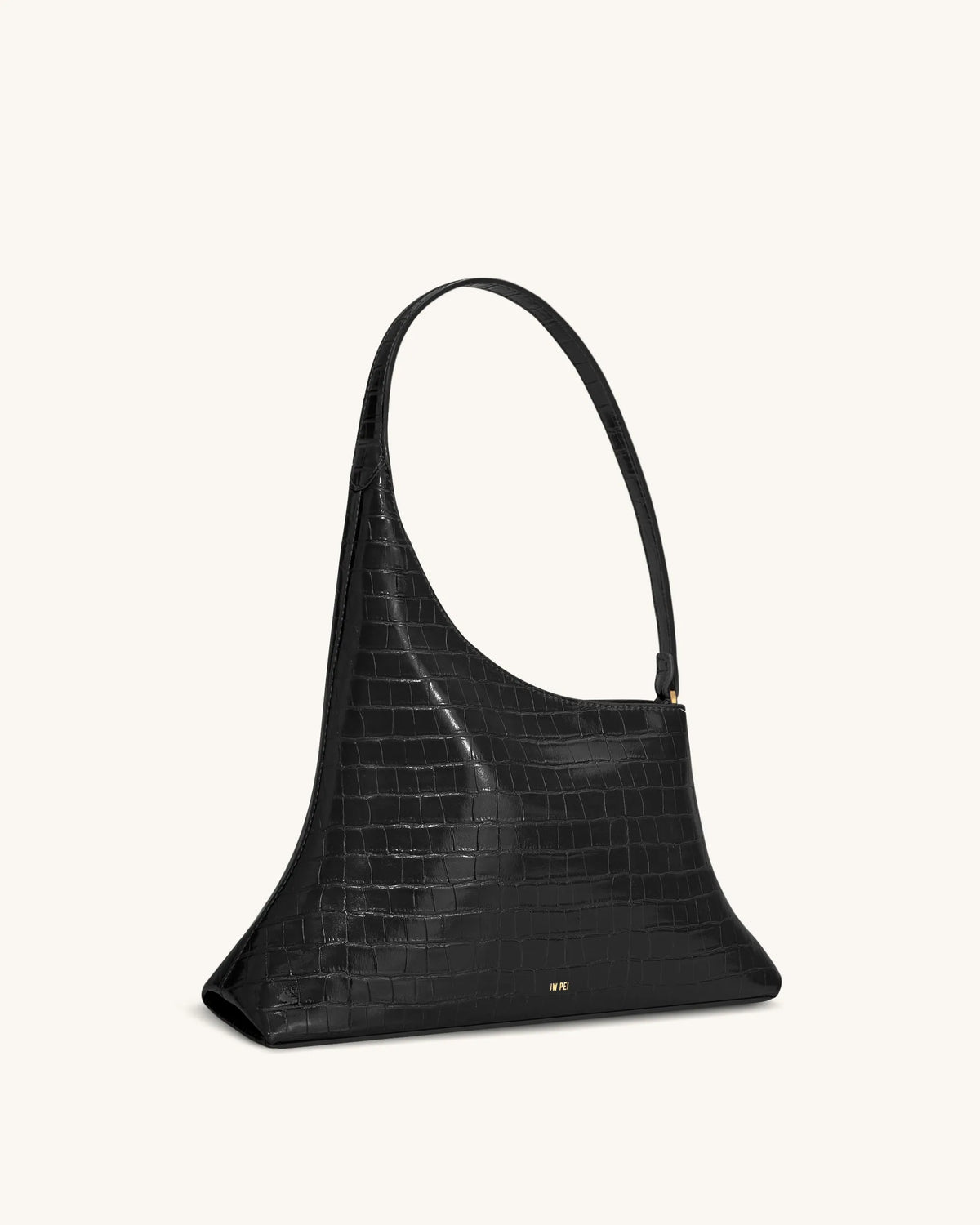 JW Pei Black Croc Women Lyra Shoulder Bag SKU: 5S412-1_Black Croc Image 02