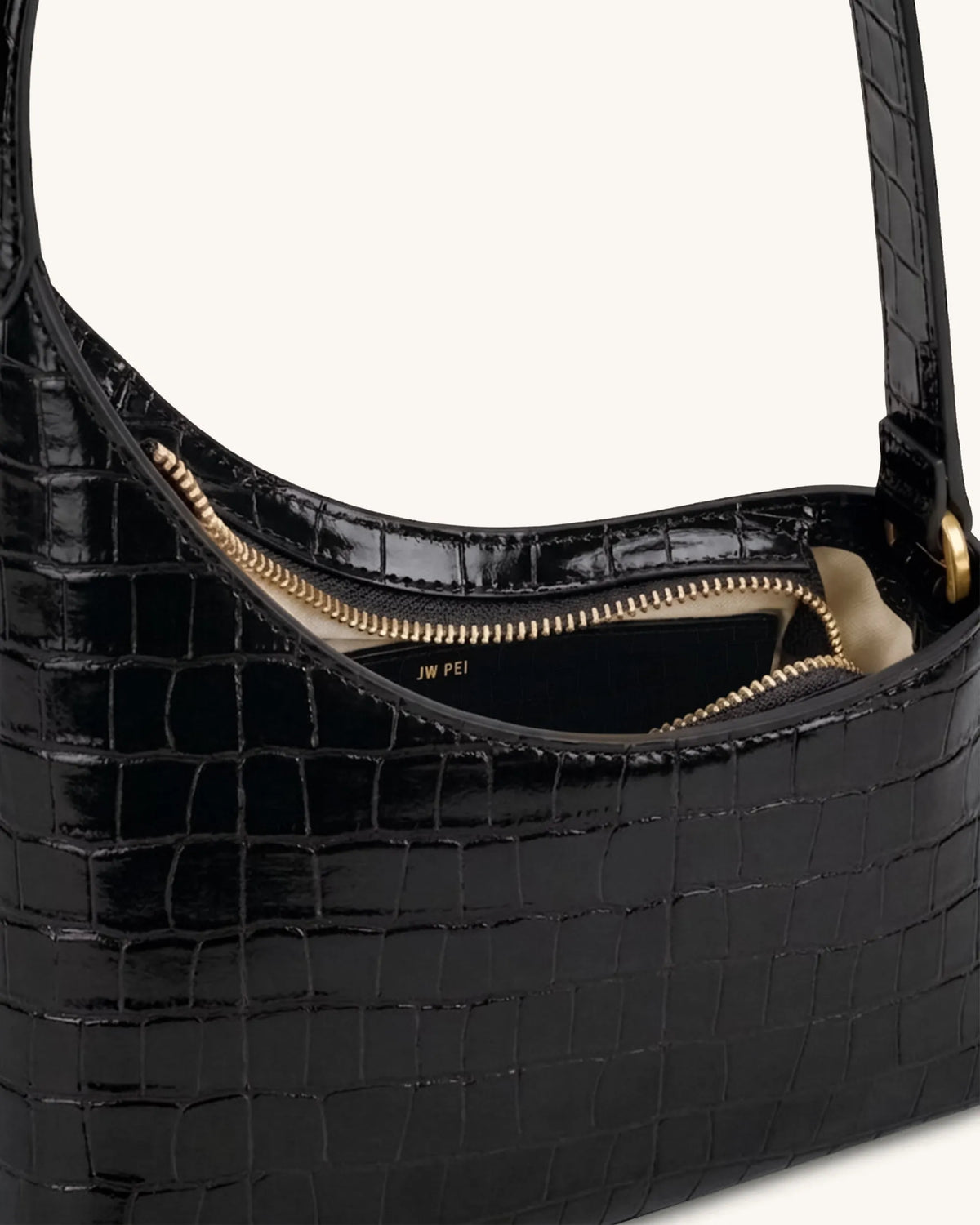 JW Pei Black Croc Women Lyra Shoulder Bag SKU: 5S412-1_Black Croc Image 04