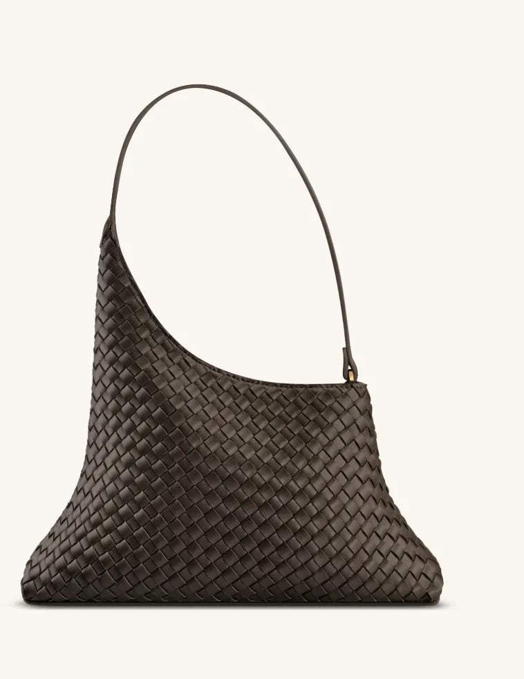 JW Pei Dark Brown Women Lyra Woven Shoulder Bag SKU: 5S412-31_Dark Brown Image 01