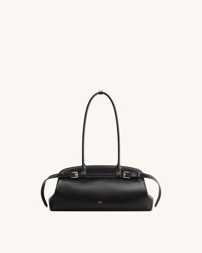 JW Pei Black Women Arden Belt Detail East-West Shoulder Bag SKU: 5S417-1_Black Image 01
