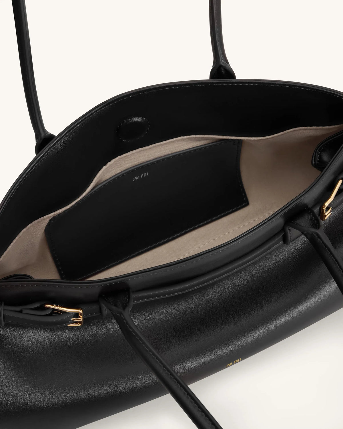 JW Pei Black Women Arden Belt Detail East-West Shoulder Bag SKU: 5S417-1_Black Image 04