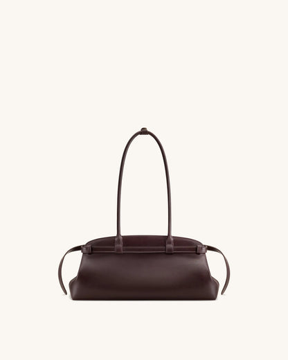 JW Pei Dark Brown Women Arden Belt Detail East-West Shoulder Bag SKU: 5S417-3_Dark Brown Image 03