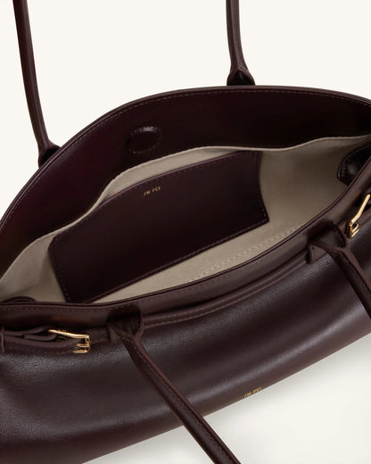 JW Pei Dark Brown Women Arden Belt Detail East-West Shoulder Bag SKU: 5S417-3_Dark Brown Image 04
