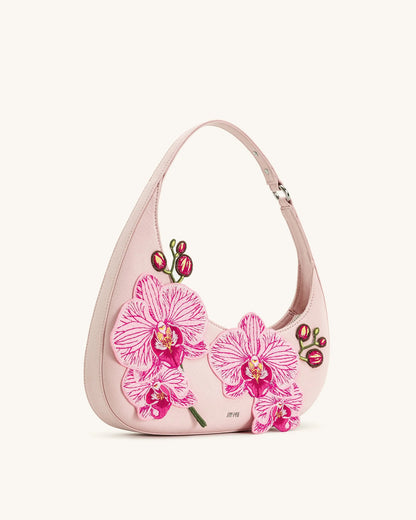 JW Pei Pink Women Harlee Orchid Embroidered Shoulder Bag SKU: 5S61-46_Pink Image 02