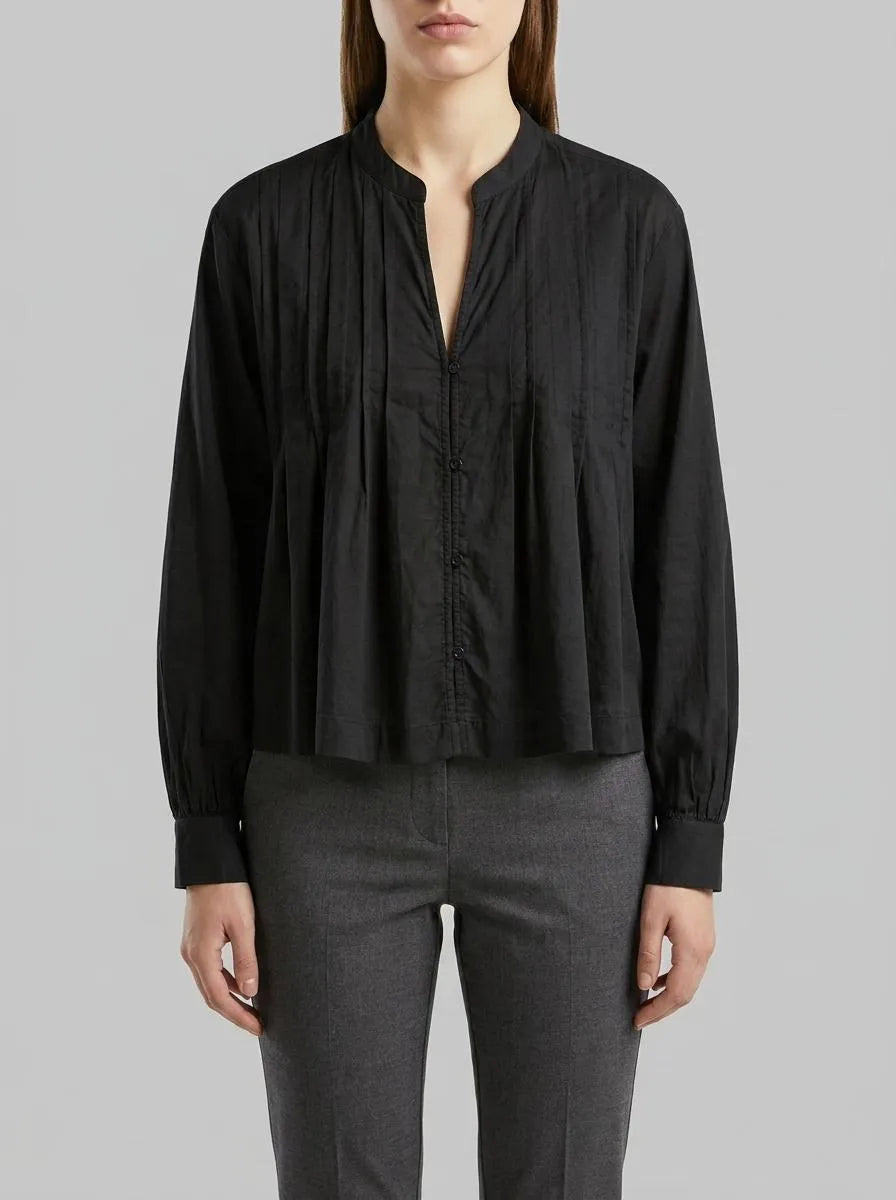 Benetton Black Women Lightweight Blouse with Pleats SKU: 5SI1DQ0E5_100 Image 00