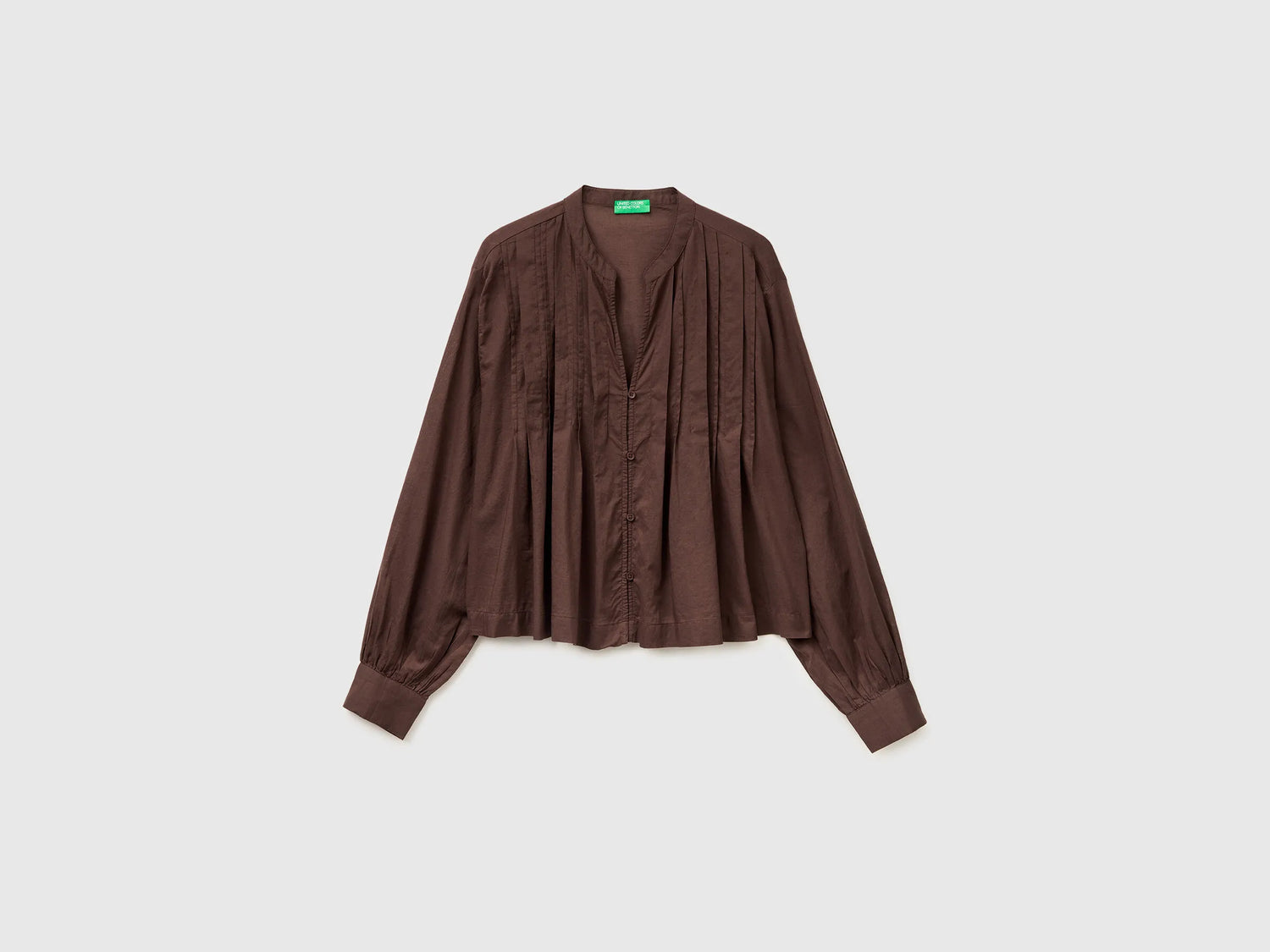 Benetton Brown Women Lightweight Blouse with Pleats SKU: 5SI1DQ0E5_33T Image 01