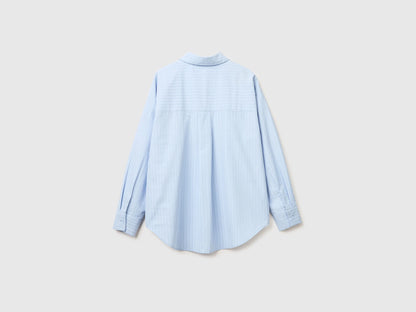 Benetton Light Gray Women Lightweight Striped Shirt SKU: 5TVTDQ0DM_903 Image 02