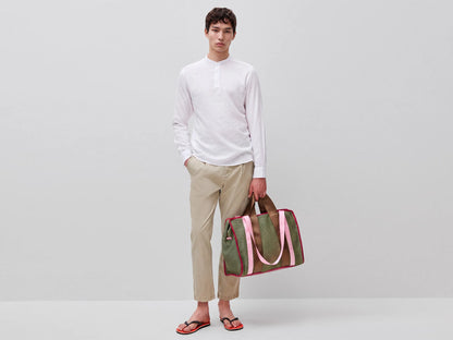 Benetton White Men Striped Henley Shirt SKU: 5TYEUQ075_701 Image 03