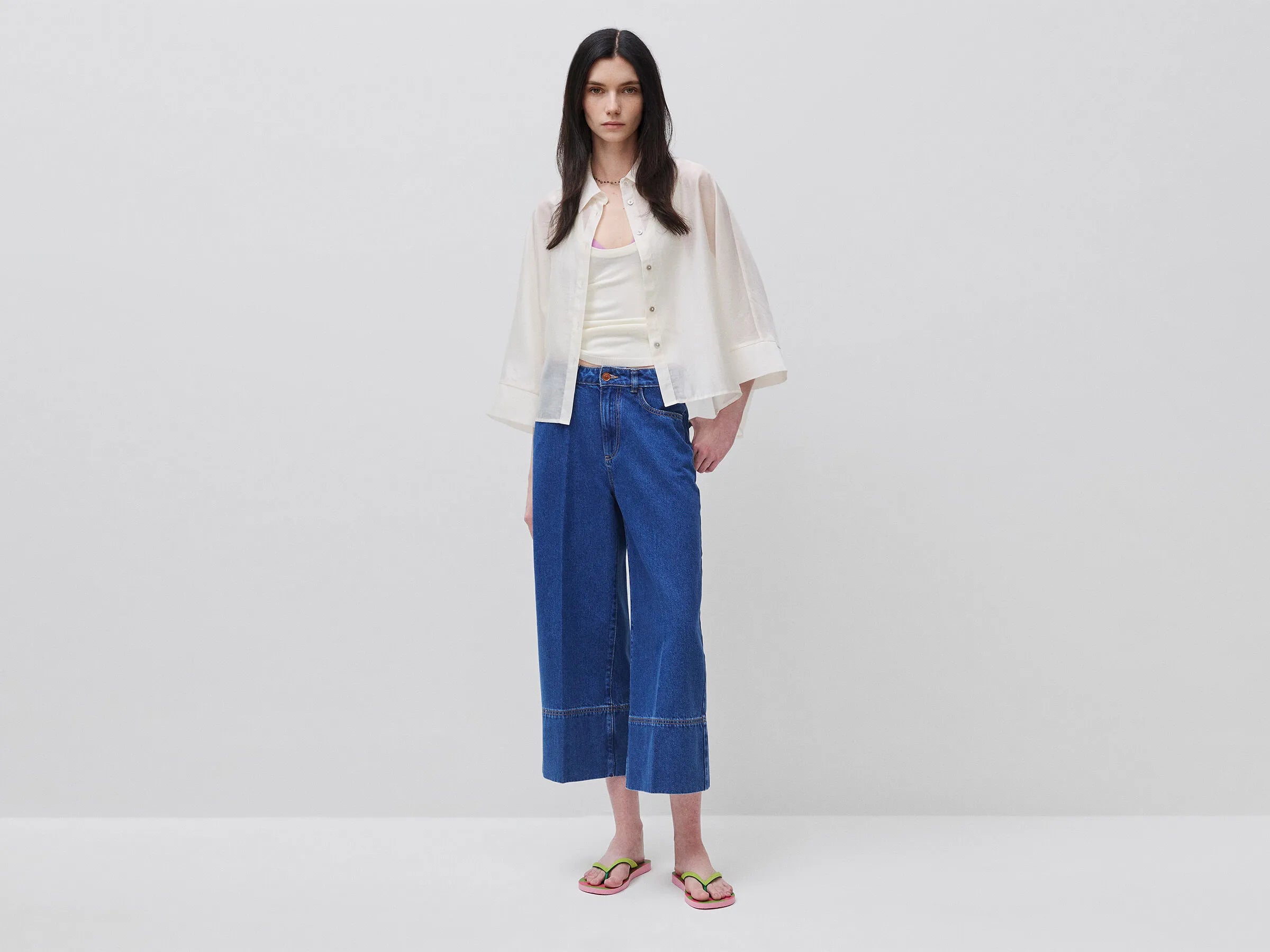 Benetton Creamy White Women Flowing Shirt SKU: 5UOCDQ0E6_0R2 Image 03