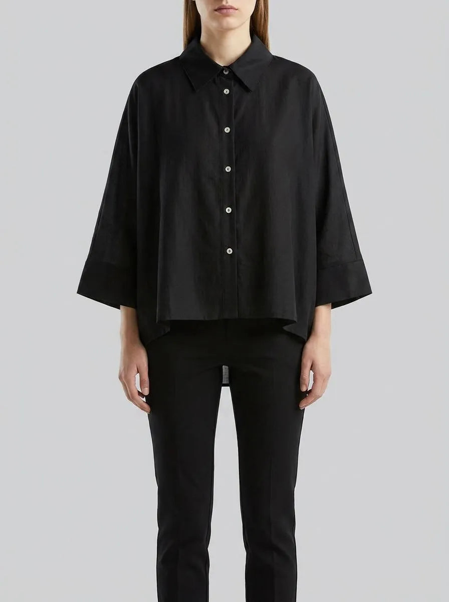 Benetton Black Women Flowing Shirt SKU: 5UOCDQ0E6_100 Image 00