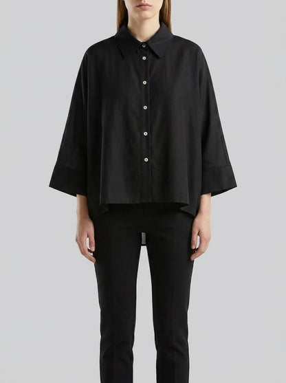 Benetton Black Women Flowing Shirt SKU: 5UOCDQ0E6_100 Image 00
