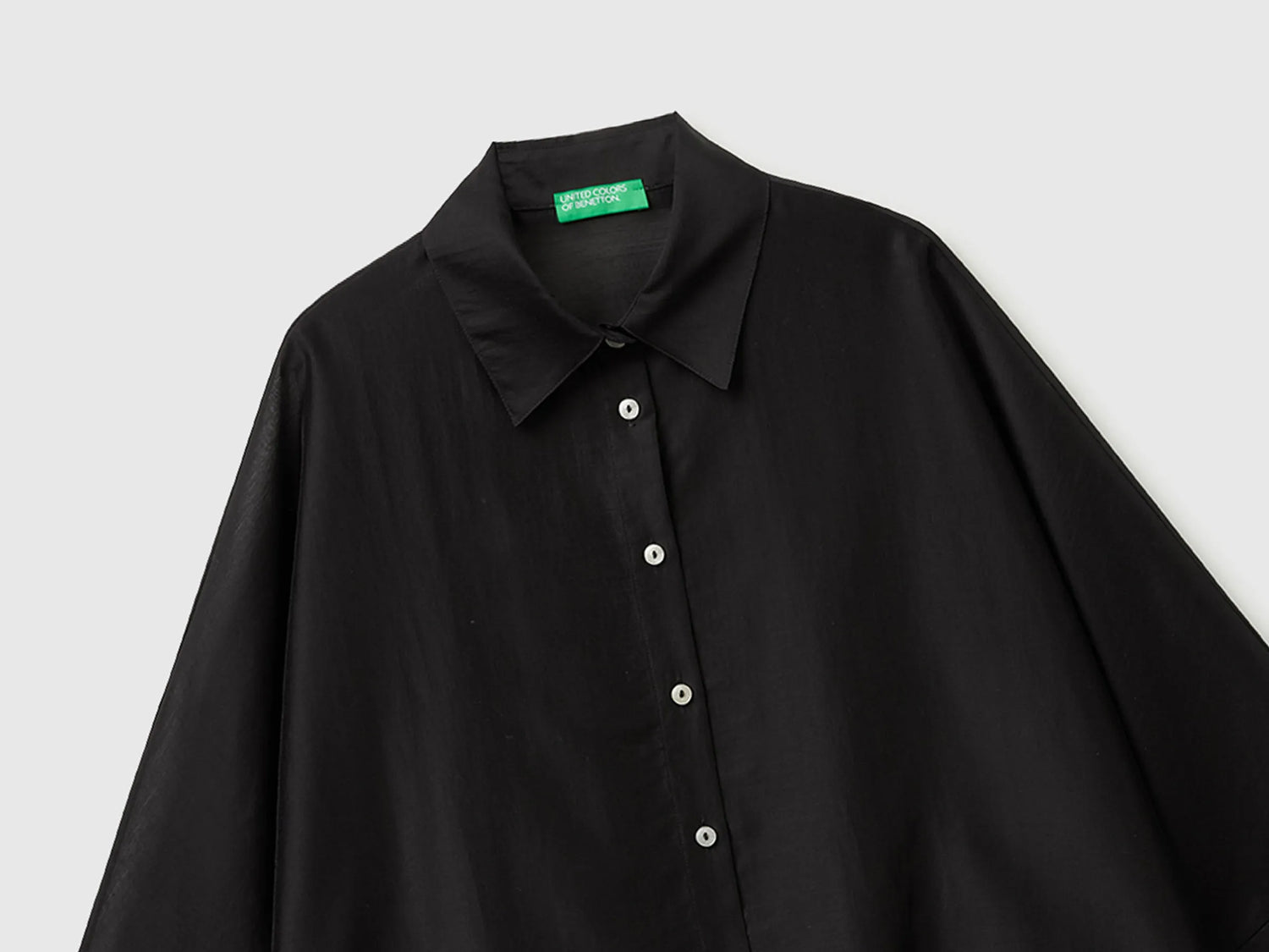 Benetton Black Women Flowing Shirt SKU: 5UOCDQ0E6_100 Image 03