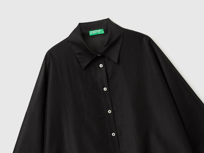 Benetton Black Women Flowing Shirt SKU: 5UOCDQ0E6_100 Image 03