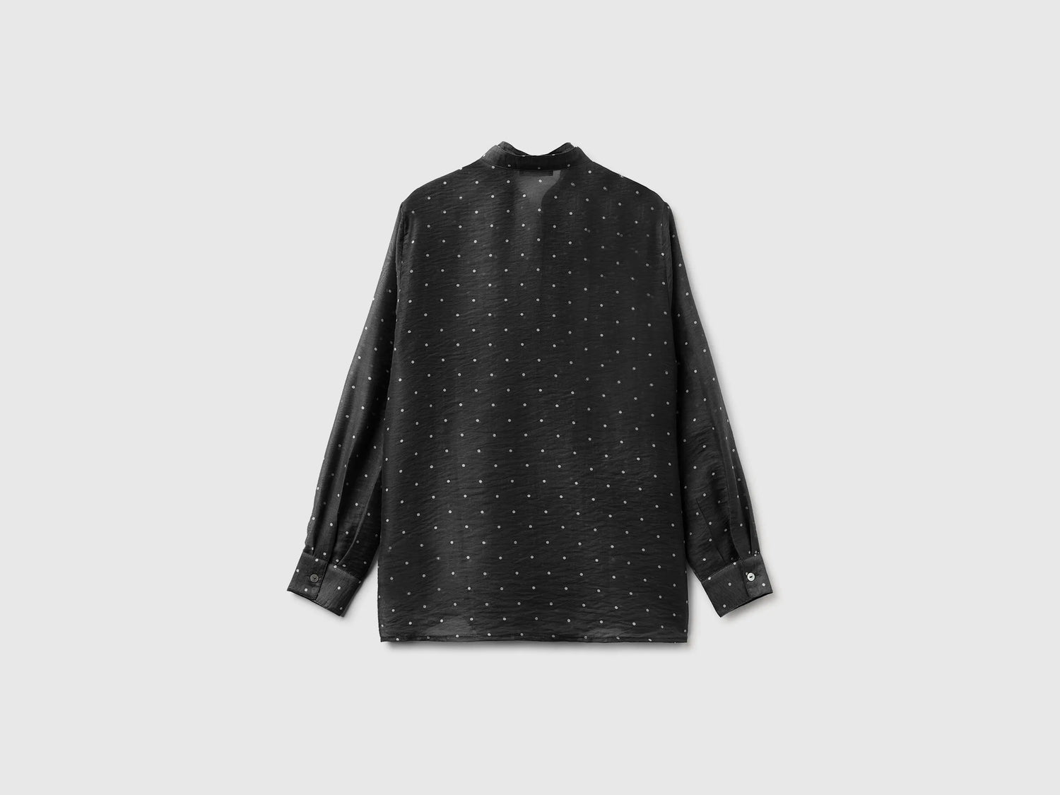 Benetton Black Women Flowy Shirt with Micro Polka Dots SKU: 5UZHDQ0DI_62F Image 02