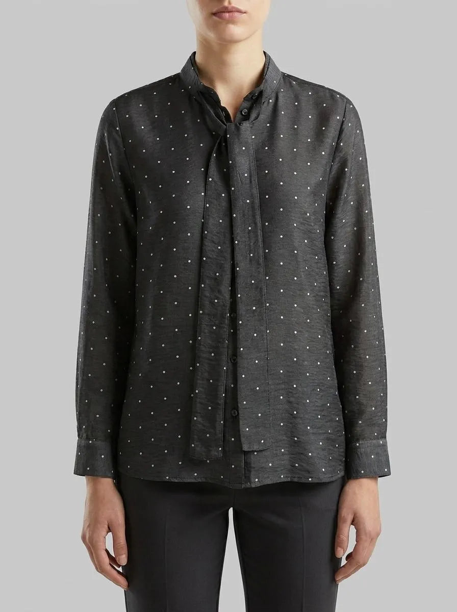 Benetton Creamy White Women Flowy Shirt with Micro Polka Dots SKU: 5UZHDQ0DI_62G Image 00