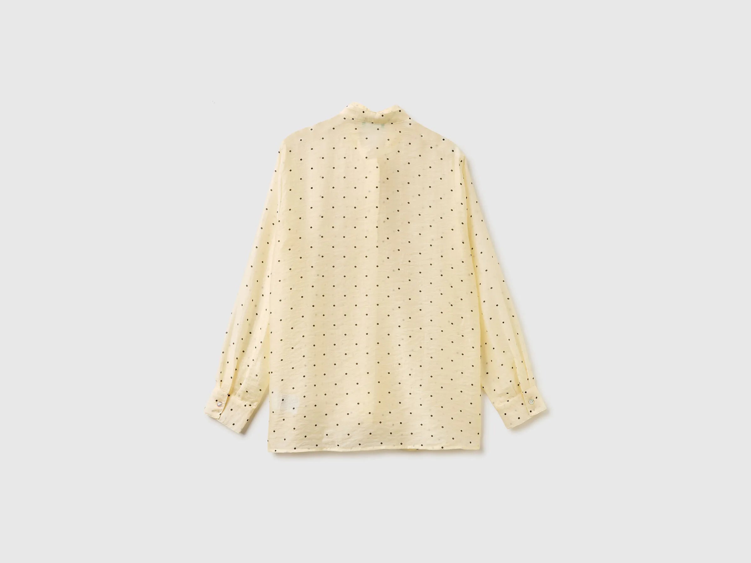 Benetton Creamy White Women Flowy Shirt with Micro Polka Dots SKU: 5UZHDQ0DI_62G Image 02