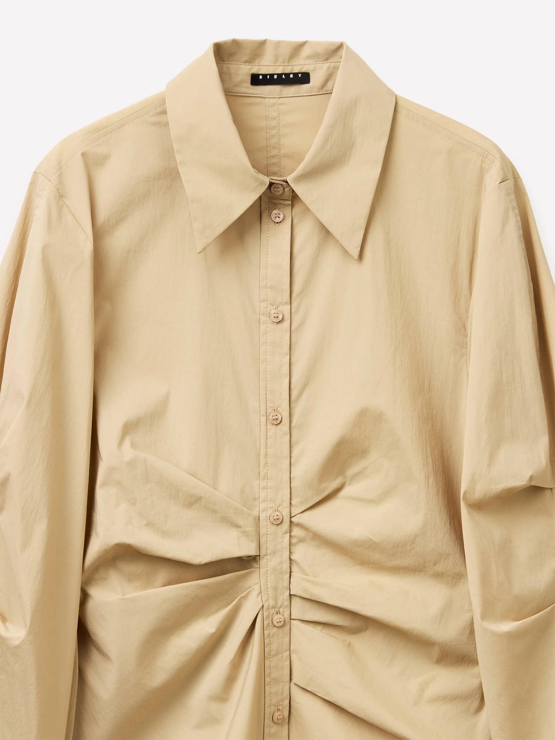Sisley Beige Women Slim Fit Shirt with Gathers SKU: 5V5TLQ0AE_191 Image 03
