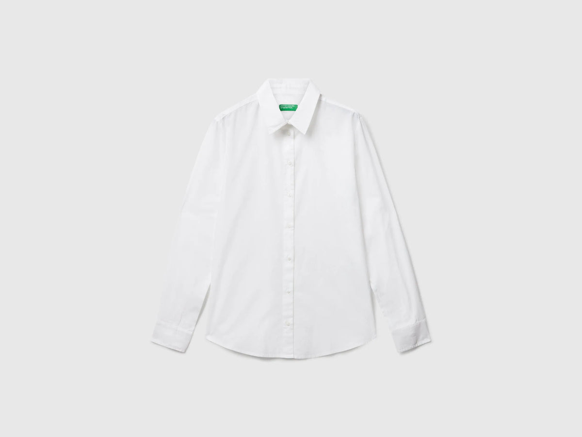 Benetton White Women Regular Fit Shirt in Lightweight Cotton SKU: 5WPQDQ0AX_101 Image 05