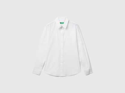 Benetton White Women Regular Fit Shirt in Lightweight Cotton SKU: 5WPQDQ0AX_101 Image 05