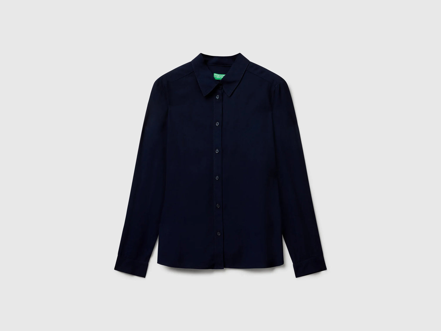 Benetton Dark Blue Women Regular Fit Shirt in Viscose SKU: 5WPWDQ0B0_016 Image 03