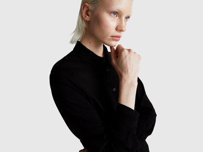 Benetton_Black_Regular Fit Shirt in Viscose_5WPWDQ0B0_100_04