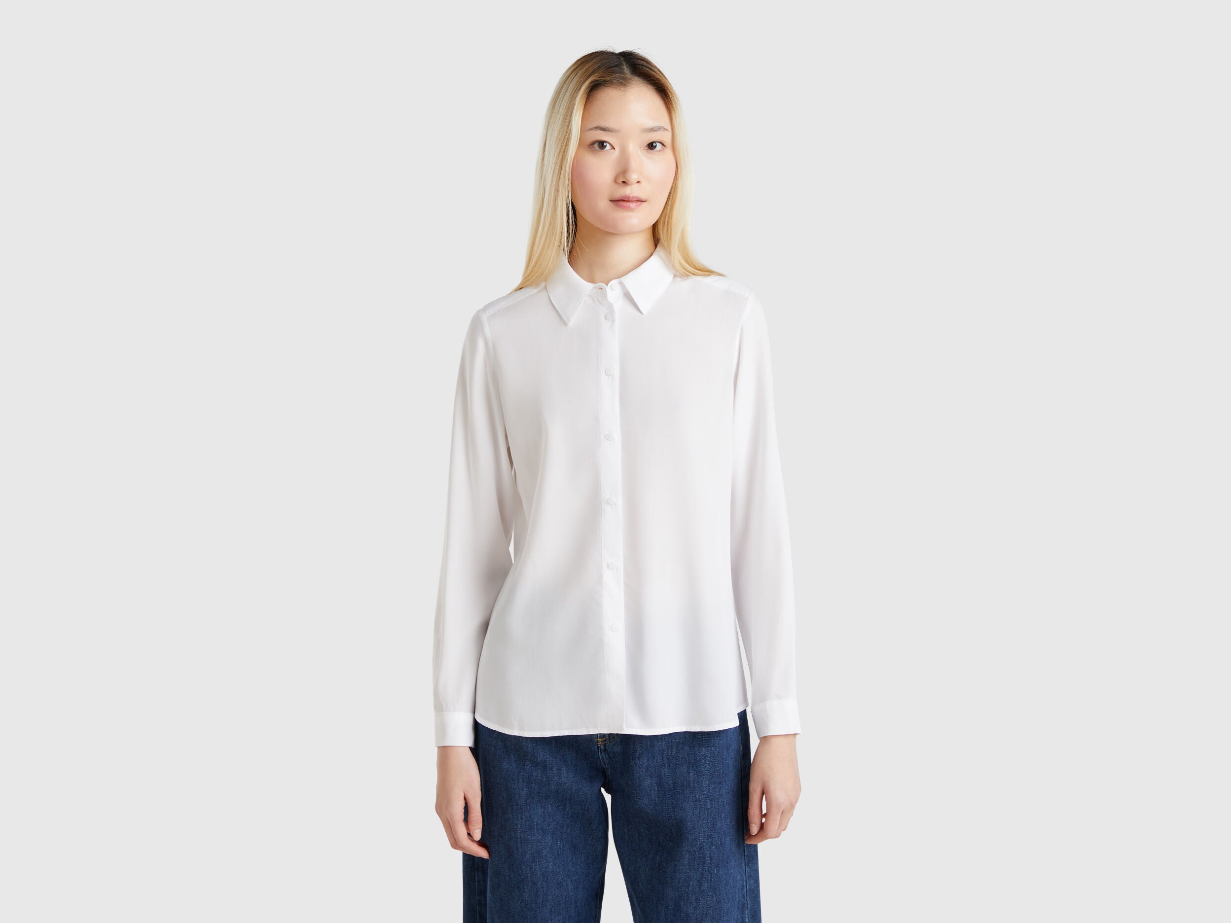 Benetton_White_Regular Fit Viscose Shirt_5WPWDQ0B0_101_01
