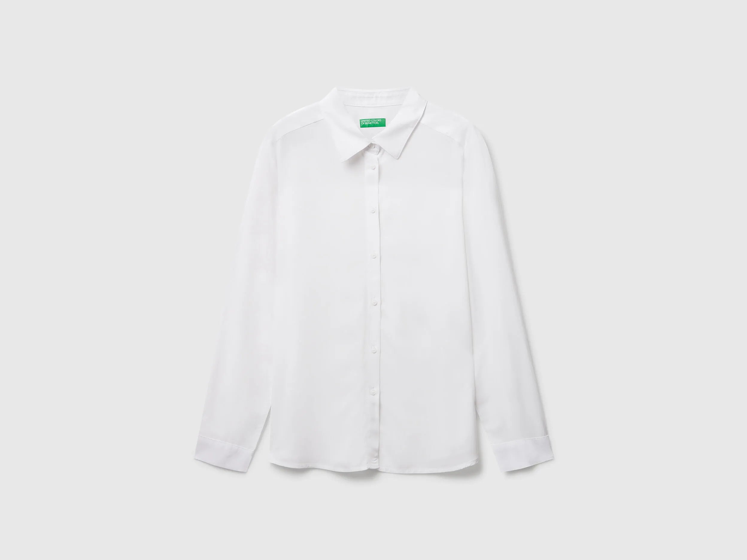Benetton White Women Regular Fit Shirt in Viscose SKU: 5WPWDQ0B0_101 Image 03