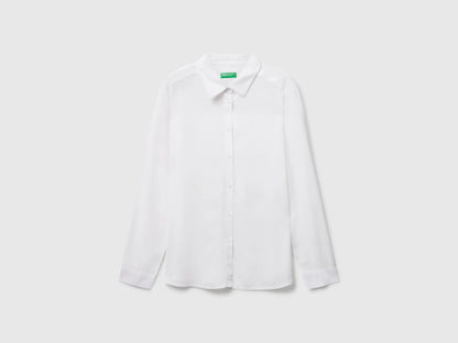 Benetton White Women Regular Fit Shirt in Viscose SKU: 5WPWDQ0B0_101 Image 03