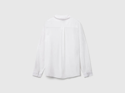 Benetton White Women Regular Fit Shirt in Viscose SKU: 5WPWDQ0B0_101 Image 04