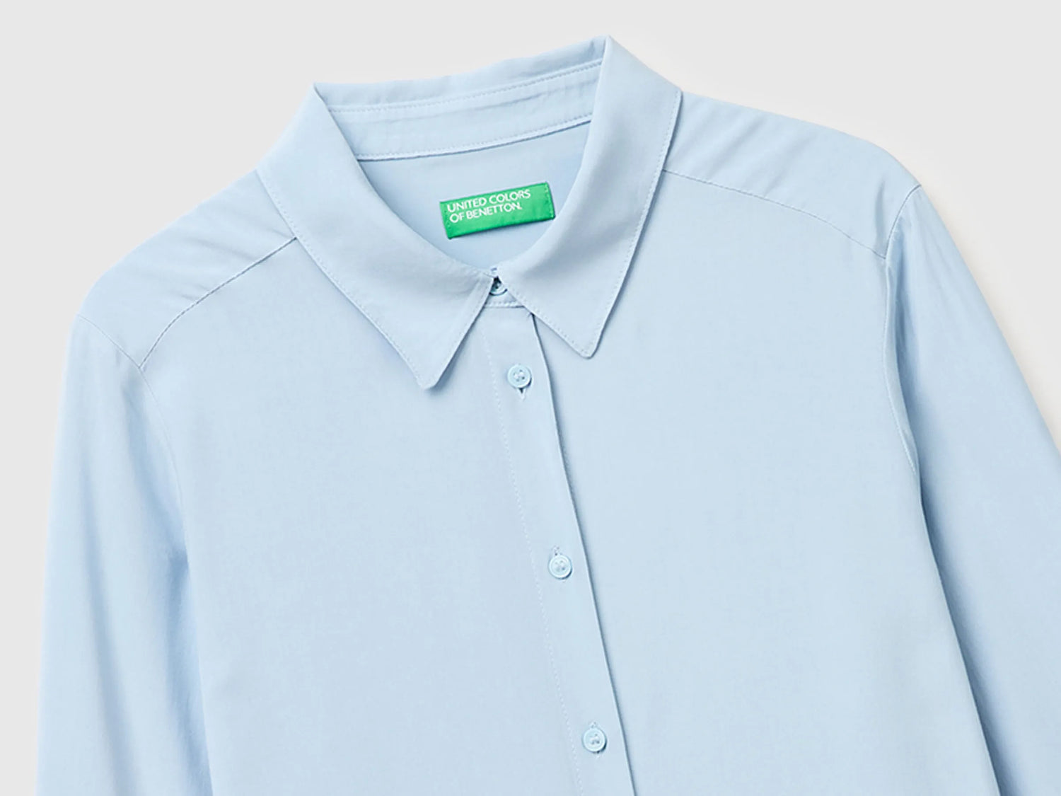 Benetton Light Blue Women Regular Fit Flowy Shirt SKU: 5WPWDQ0B0_12C Image 03