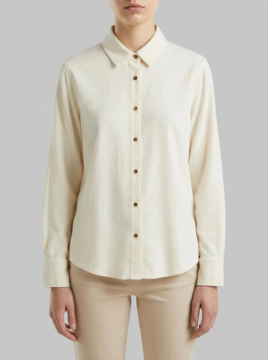Benetton Creamy White Women Flowing Striped Shirt SKU: 5X0VDQ0DC_6R2 Image 00