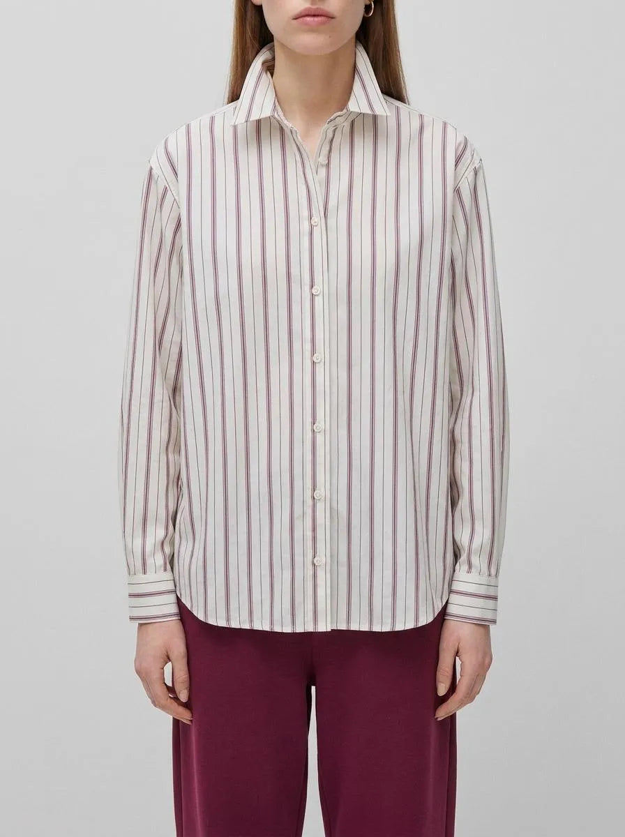 Benetton Creamy White Women Striped Shirt with Side Band SKU: 5X20DQ0DJ_901 Image 00
