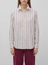 Benetton Creamy White Women Striped Shirt with Side Band SKU: 5X20DQ0DJ_901 Image 00