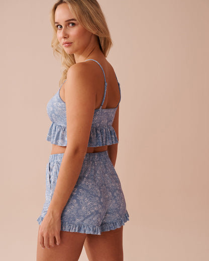 La Vie en Rose_White Floral Print Recycled Fibers Ruffled Crop Ca_60100130_P40421_04