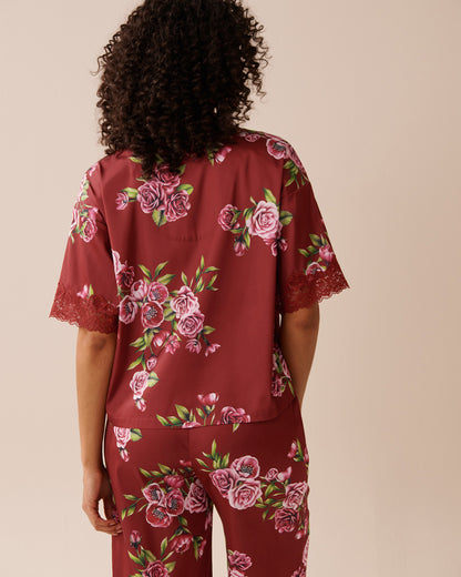 La Vie en Rose_Sun-Dried Flowers_LUXURY EDITION Rose Print Satin and Lace Trim Button-Down Shirt_60100143_P60390_02