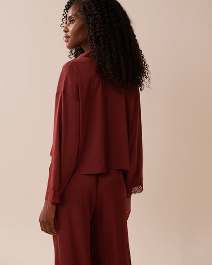 La Vie en Rose_Sun-Dried Tomato_LUXURY EDITION Satin and Lace Trim Long Sleeve Button-Down Shirt_60100144_60205_02