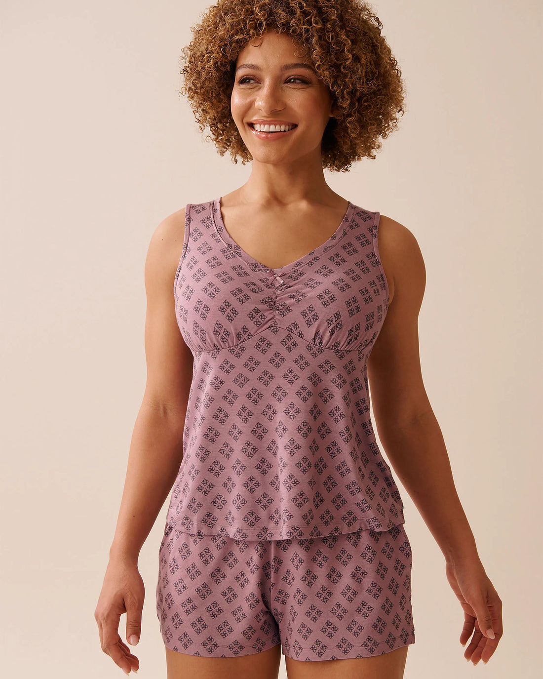 La Vie en Rose_Mauve Geo Ditsy_Geo Print Soft Jersey Cami_60100156_P50101_01